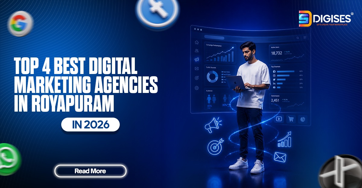 Google search results showcasing the top 4 best digital marketing agencies in Royapuram, Chennai, highlighting their online presence, local SEO visibility, and digital marketing expertise