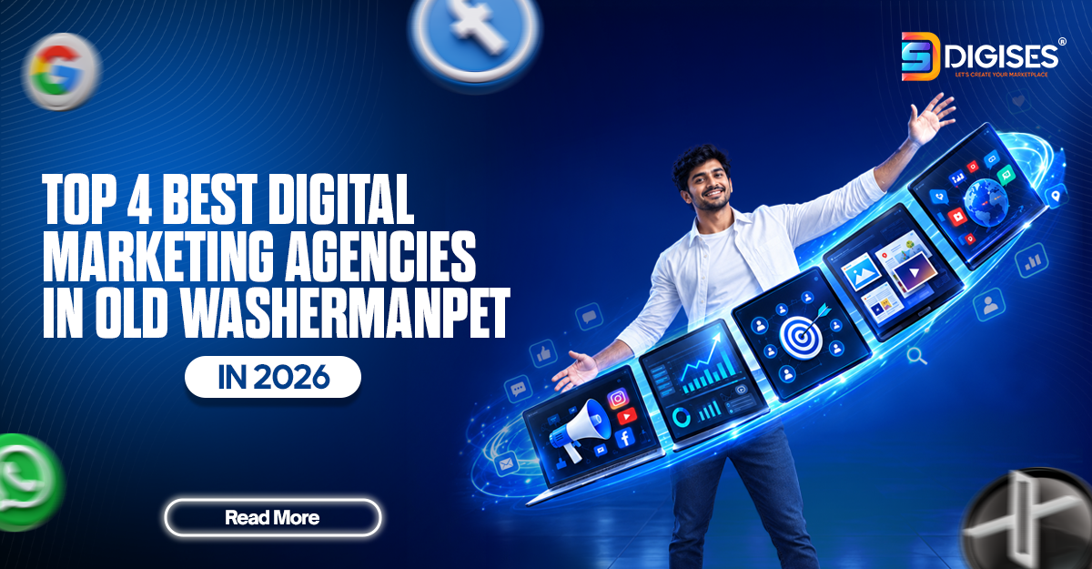 Google search results showcasing the top 4 best digital marketing agencies in Old Washermanpet, Chennai, highlighting local SEO, online visibility, and digital marketing expertise