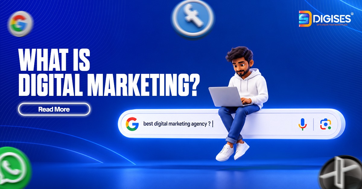 What is digital marketing, explaining online marketing strategies, search engines, social media, and digital brand promotion
