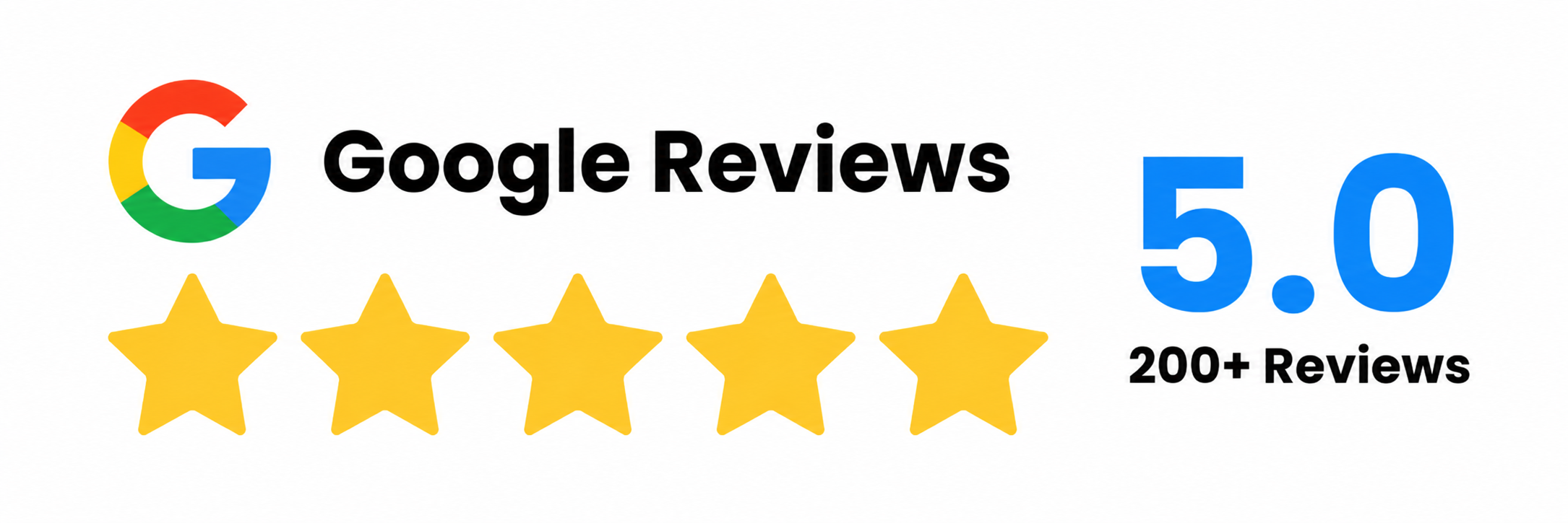 Google Reviews 5 star rating showcasing the credibility of digital marketing firms with 200 plus customer reviews 