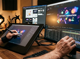 motion graphics company in Chennai creating animation design using digital tools and editing software