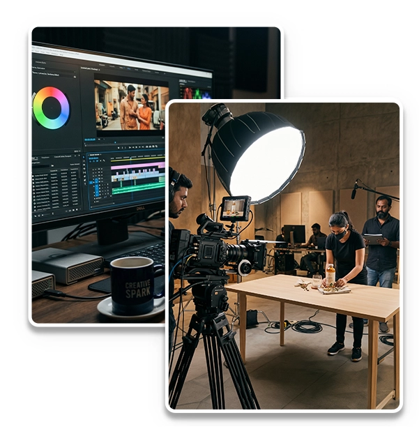 video production company in Chennai shooting and editing professional video content with studio setup